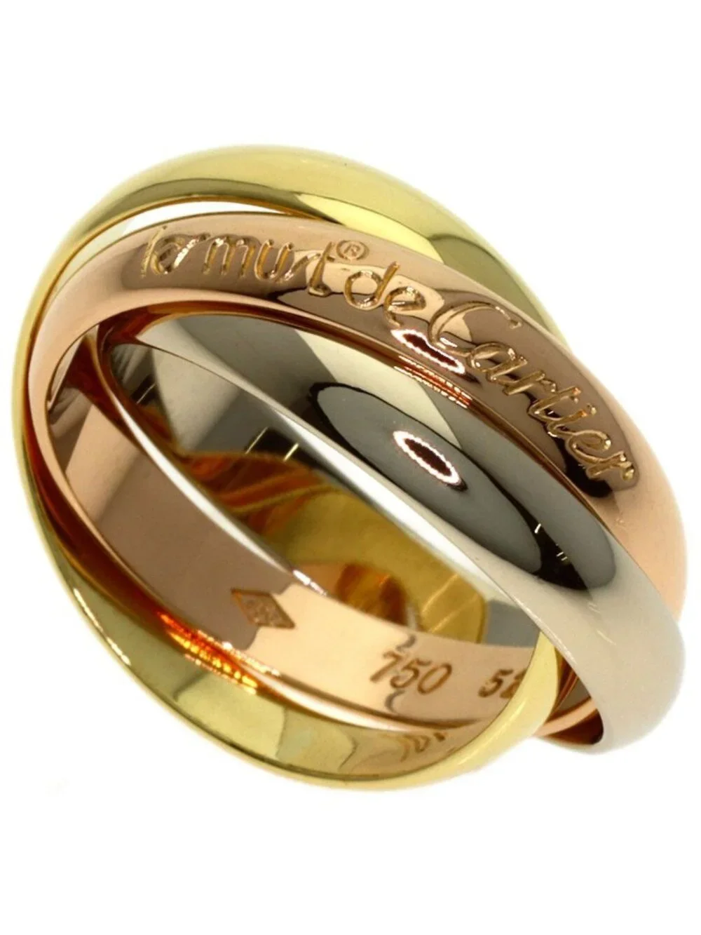 Cartier Trinity 51 Ring 18k Yellow Gold 18k White Pink